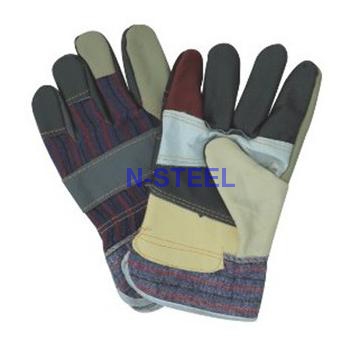 10.5 inch patch palm cow split leather work gloves