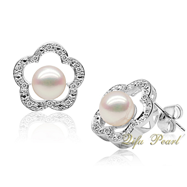 18k Gold Pearl and Diamonds Earring - Chinafactory.com