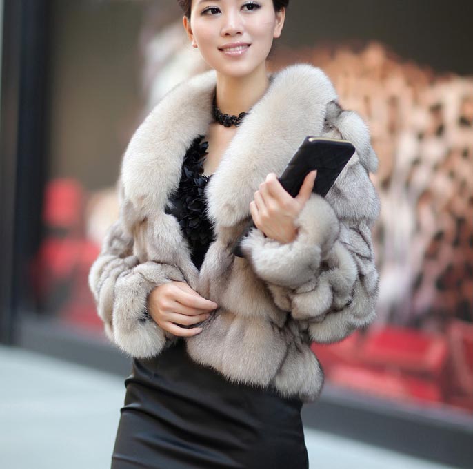 Women's Fox Fur Jacket- Manufacturer Chinafactory.com