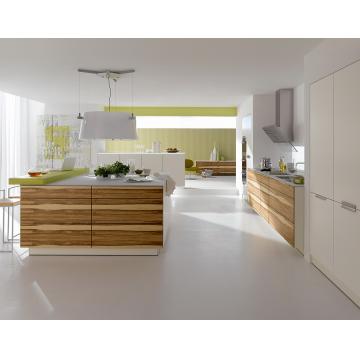 Handleless Walnut Satin Finish Kitchen Cabinet- Chinafactory.com