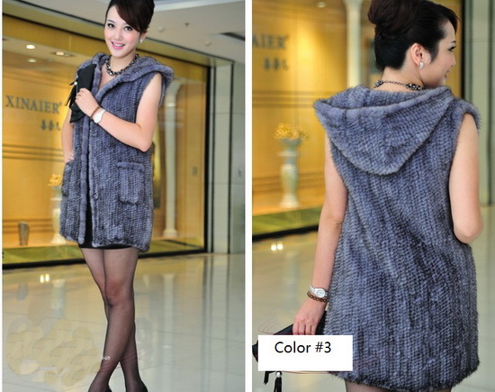 New Arrival Mink Fur Long Vest With Hood - Chinafactory.com