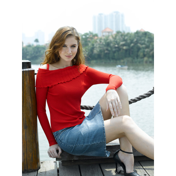 Lady's Fashion Knitted Pullover Sweater- Chinafactory.com