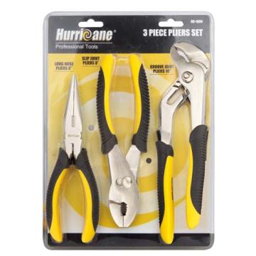 3PC Pliers Set with Rubberized Soft Grip Handle