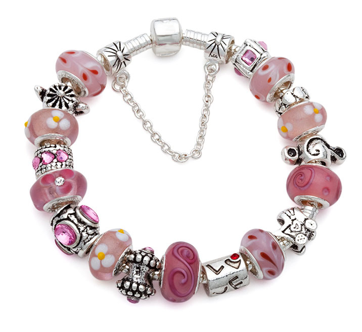 925 Silver Pink European Bracelet - Chinafactory.com