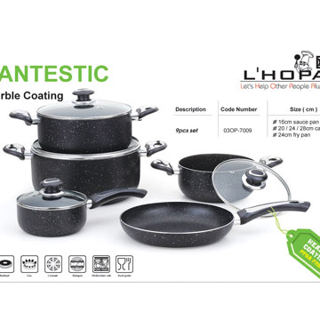 9PCS Cookware Set, Marble Coating - Chinafactory.com 9PCS Cookware Set, Marble Coating - Chinafactory.com