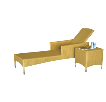 Aluminium wicker lounge with end table - Chinafactory.com