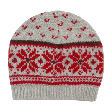 Angora Blended Snowflake Pattern Jacquard Knitted Hat