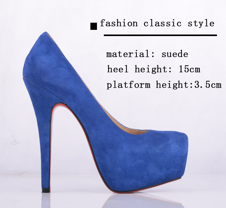 Blue Suede Platform Women Shoe - Manufacturer Chinafactory.com