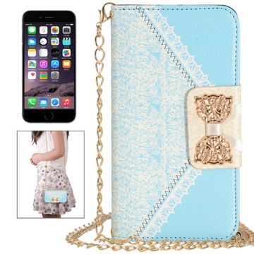 Bowknot Wallet Style Leather Case with Chain and Card Slots