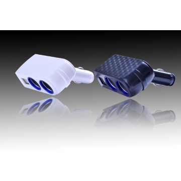 Car Charger with Two Cigarette Lighter and Dual USB Car Charger with Two Cigarette Lighter and Dual USB