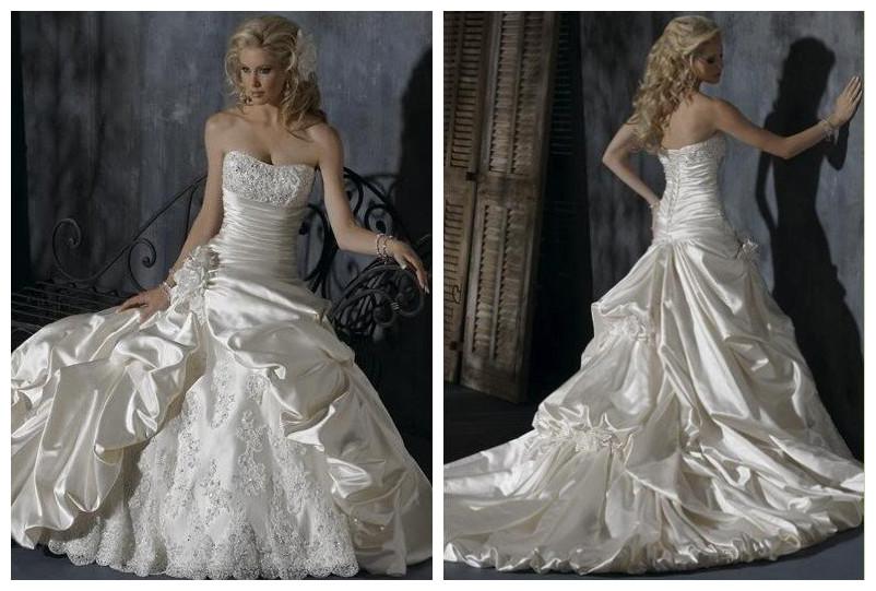Charming Satin Strapless Beadings Wedding Dress-Chinafactory.com Charming Satin Strapless Beadings Wedding Dress-Chinafactory.com