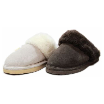 Cow Leather Upper and Sheepskin Slippers - Chinafatory.com