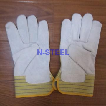 Cow split leather working gloves