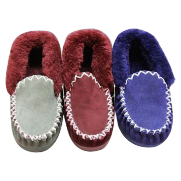 Cow suede Upper and Sheepskin Slippers - Chinafactory.com