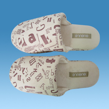 Cream Indoor Slippers with Letter Printing - Chinafatory.com