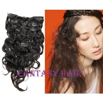 Curly Remy Human Hair Easy Effected Clip In Extensions
