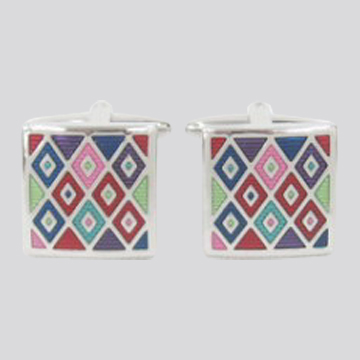 Diamond Lattice Enamel Square Cufflinks - Chinafactory.com