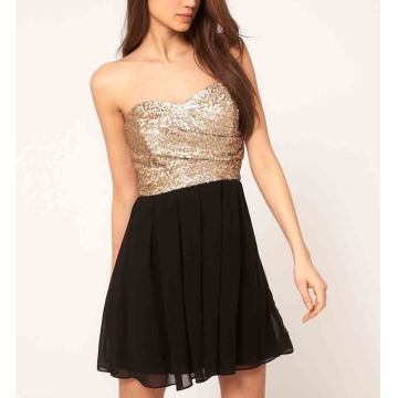 Dress with Sequin Bandeau & Chiffon Skirt - Chinafactory.com Dress with Sequin Bandeau & Chiffon Skirt - Chinafactory.com