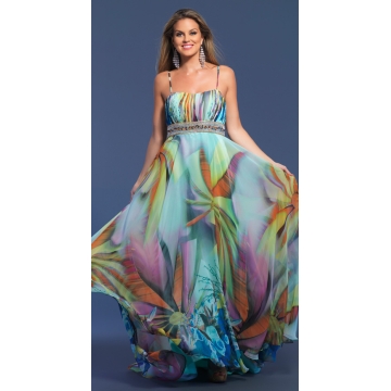 Elegant Printed Ladies Evening Dresses - Chinafactory.com