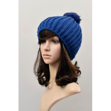 Fancy Winter Knitted Women Hat With Pompom