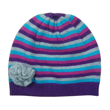 Fashion Angora Blended Striped Knitted Hat