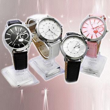 Fashionable Round Watch with Alloy Case, Leather Band