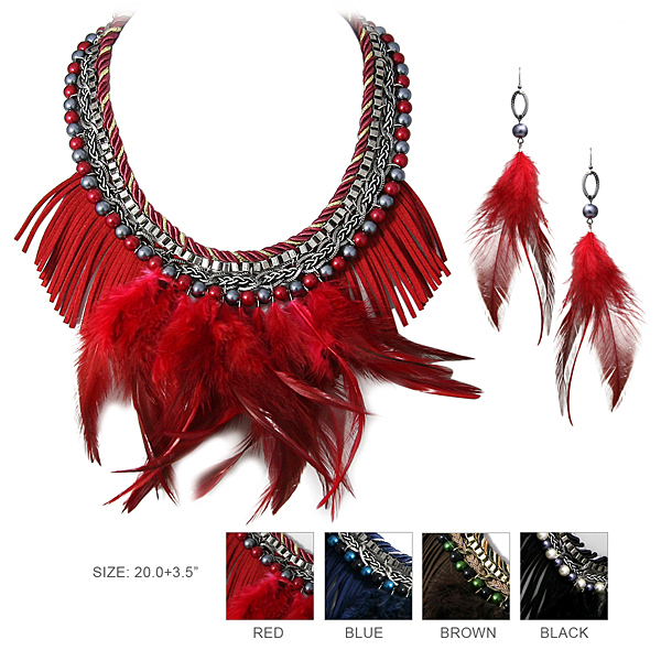 Feather Necklace Set/Feather Jewelry Set- Chinafactory.com