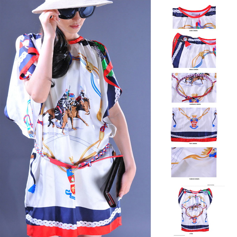 Floral Short Sleeve Silk Dress - Chinafactory.com