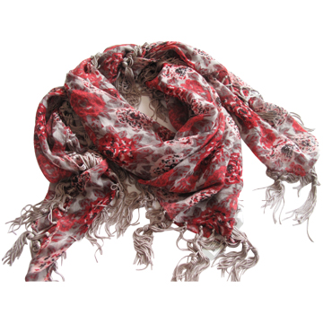Floral Woven Printed with Tassel Square Scarf - Chinafactory.com