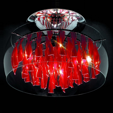 Flush Ceiling Lights in Chrome with Red Glass - Chinafactory.com