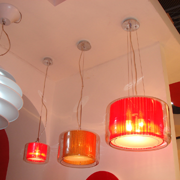 Glass Pendant Lamp With Fabric Shade Inside - Chinafactory.com