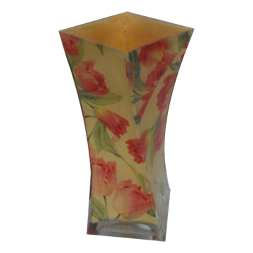 Gold Foil Glass Vase with Decal - Chinafactory.com