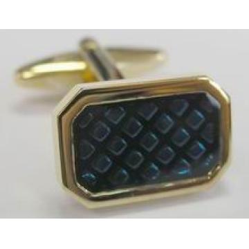 Golden Cufflinks with Leather Glued - Chinafactory.com