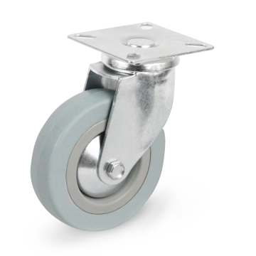 Gray Rubber Industrial Casters with Plate