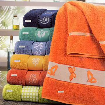 Jacquard Bath Towel with Dobby Boarder and Embroidery Jacquard Bath Towel with Dobby Boarder and Embroidery