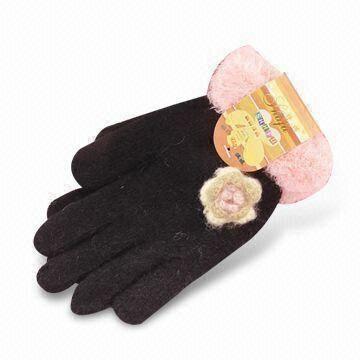 Knitted Gloves, Made of 100% Wool, Customized Colors are Accepte