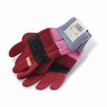 Knitted Gloves, Made of 100% Wool, OEM Orders are Welcome