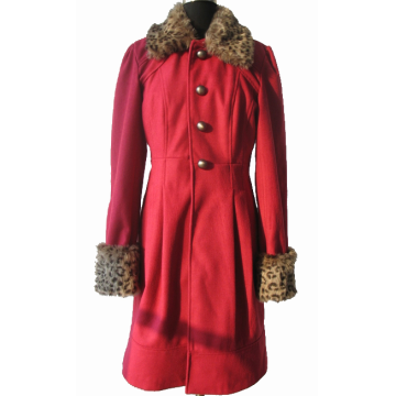 Lady Wool Coat with Fur Collar