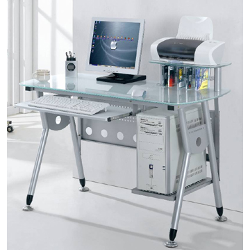 Metal Computer Desk with Glass Table Top - Chinafactory.com