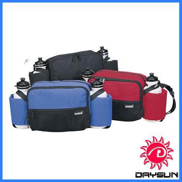 Nylon sport waist bag with bottle compartments
