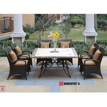 Outdoor Stone Table, Rattan Chair - Chinafactory.com