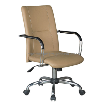 PU Leather High Back Office Chair with Chrome arms and base