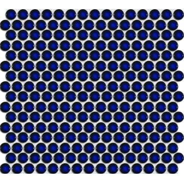 Penny Round Dark Blue Porcelain Mosaic