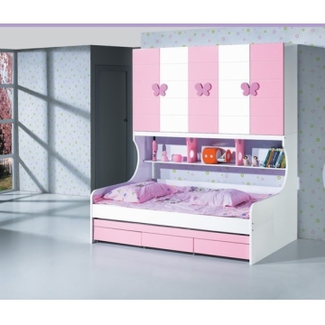 Pink Color Panel Children Bed