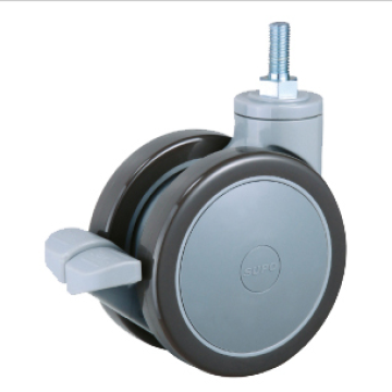 Plastic Twin wheel PU medical caster