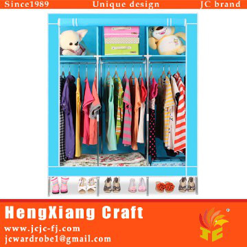 Portable Canvas Wardrobe Hanging Rail with Large storage space