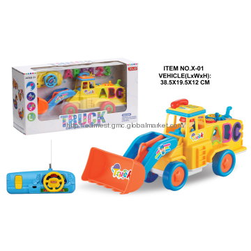 Radio controlled cartoon mobile machinery shop for kid with ligh