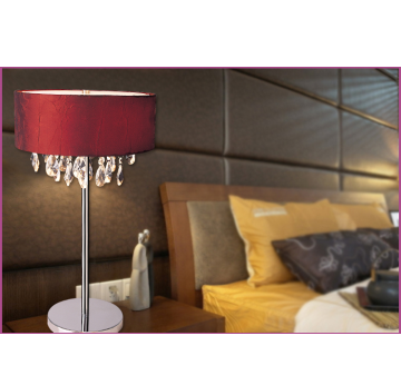 Red Fabric and Crystal Table Lamp - Chinafactory.com