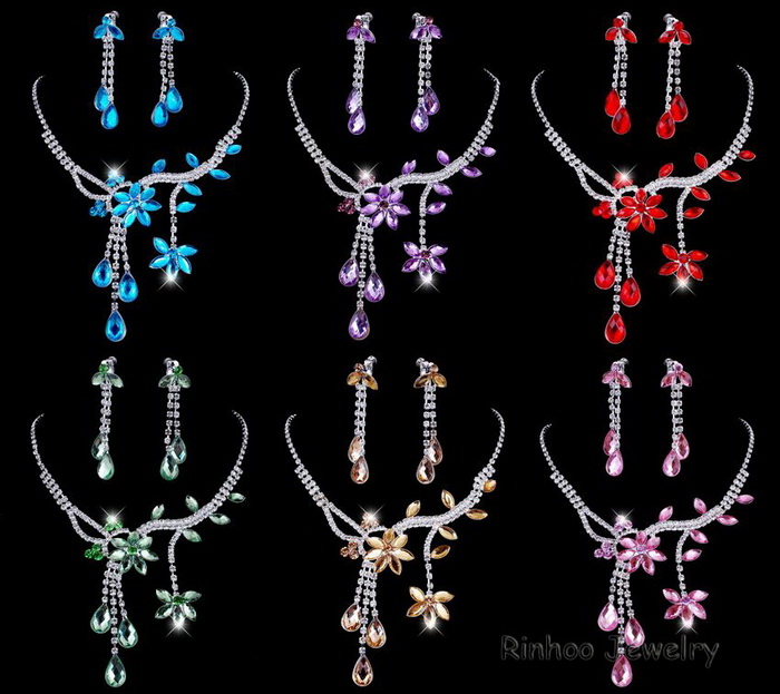Rhinestone Necklace and Earring Sets- Chinafactory.com