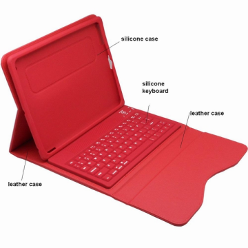 Silicon+leather blue tooth keyboard for ipad - Chinafactory.com